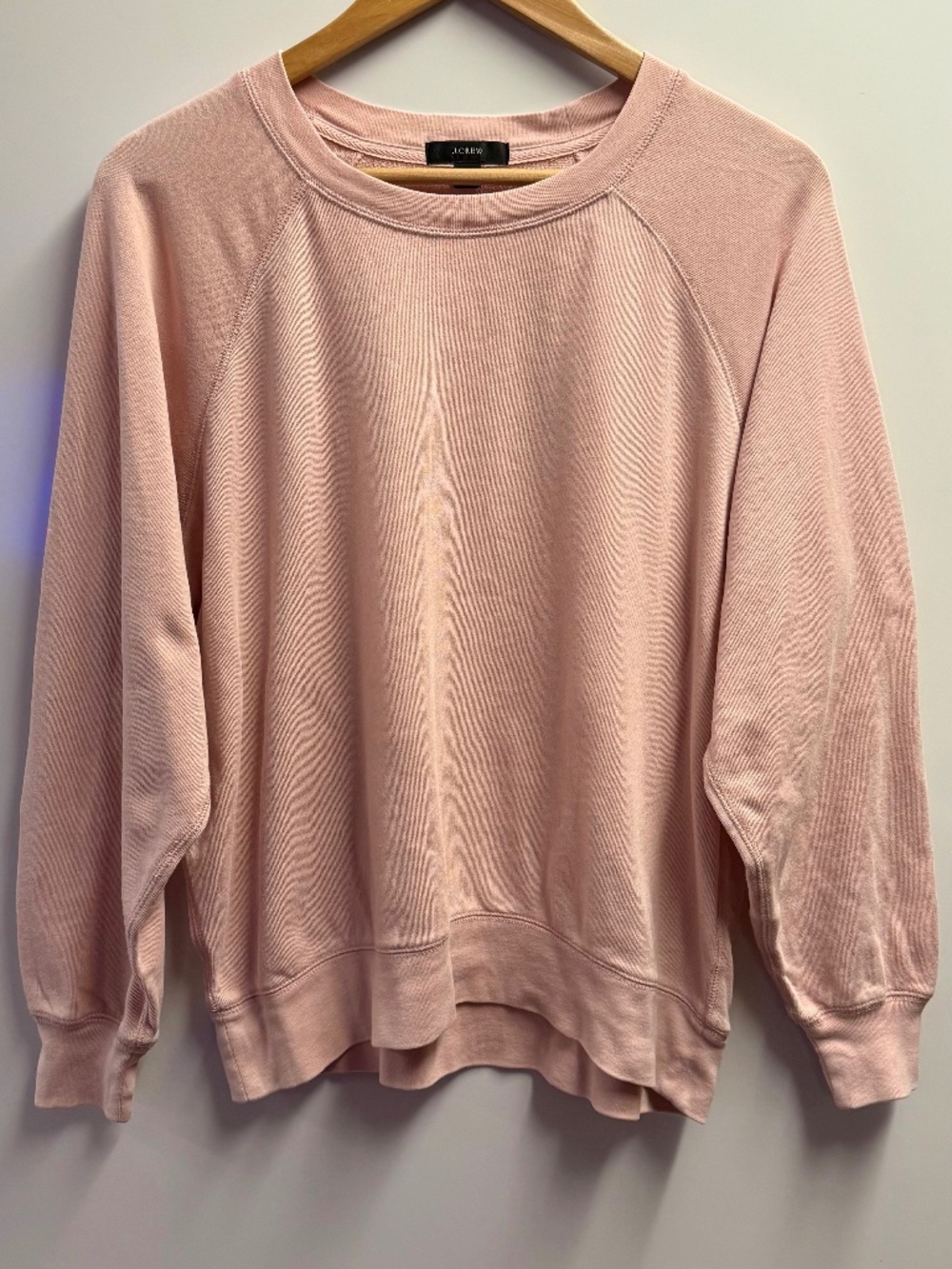 J. Crew Magic Rinse Crewneck Sweatshirt Pale Pink XS